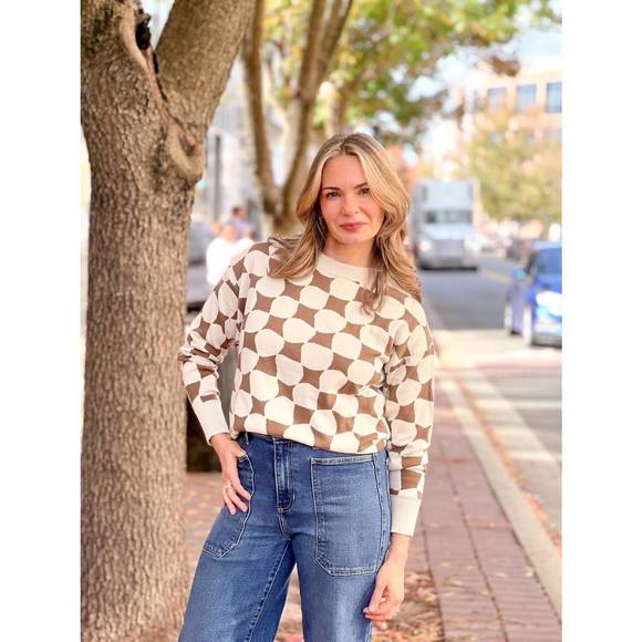 Geometric Patterned Crew Neck Sweater - Picture 3 of 3